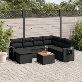 8-teiliges Gartensofa-Set und schwarze synthetische Rattankissen von , Gartensets - Ref: Foro24-3257007, Preis: 559,25 €, Rab...