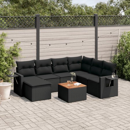 8-teiliges Gartensofa-Set und schwarze synthetische Rattankissen von , Gartensets - Ref: Foro24-3257007, Preis: 560,00 €, Rab...