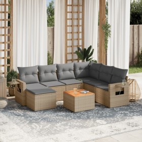 Gartensofa-Set mit beigem Kissenmix, 8-teilig aus PE-Rattan von , Gartensets - Ref: Foro24-3257011, Preis: 570,85 €, Rabatt: %