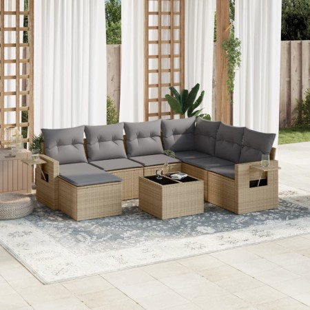 Gartensofa-Set mit beigen Kissen 8 Stück PE-Rattan von , Gartensets - Ref: Foro24-3252846, Preis: 574,28 €, Rabatt: %