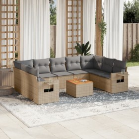 Gartensofa-Set mit beigen Kissen, 10-teilig, synthetisches Rattan von , Gartensets - Ref: Foro24-3257039, Preis: 735,99 €, Ra...