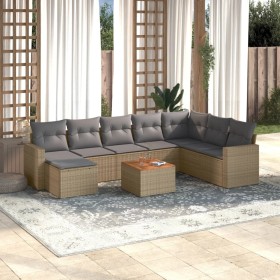 Gartensofa-Set mit beigem Kissenmix, 9-teilig aus PE-Rattan von , Gartensets - Ref: Foro24-3257032, Preis: 618,06 €, Rabatt: %