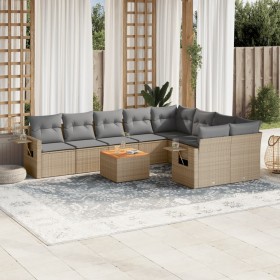 Gartensofa-Set mit beigen Kissen, 10-teilig, synthetisches Rattan von , Gartensets - Ref: Foro24-3257053, Preis: 767,24 €, Ra...