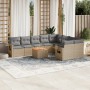 Gartensofa-Set mit beigen Kissen, 10-teilig, synthetisches Rattan von , Gartensets - Ref: Foro24-3257053, Preis: 735,99 €, Ra...