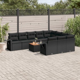 11-piece garden sofa set and black synthetic rattan cushions by , Garden sets - Ref: Foro24-3257070, Price: 717,17 €, Discoun...