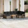 10-teiliges Gartensofa-Set mit grauen synthetischen Rattankissen von , Gartensets - Ref: Foro24-3257180, Preis: 653,15 €, Rab...