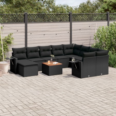 11-teilige Gartensofagarnitur und schwarze synthetische Rattankissen von , Gartensets - Ref: Foro24-3257182, Preis: 774,30 €,...