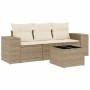 Gartensofa-Set mit Kissen, 4-teilig, beiges synthetisches Rattan von , Gartensets - Ref: Foro24-3254605, Preis: 344,47 €, Rab...