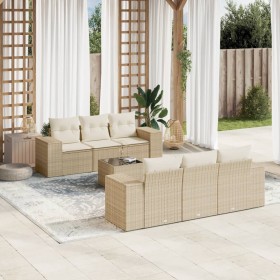 7-teiliges Gartensofa-Set und beigefarbene synthetische Rattankissen von , Gartensets - Ref: Foro24-3254645, Preis: 658,95 €,...