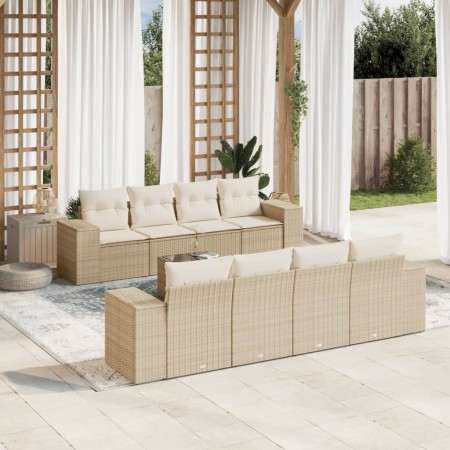 Set de sofás de jardín 9 pzas con cojines ratán sintético beige de , Conjuntos de jardín - Ref: Foro24-3254685, Precio: 788,8...