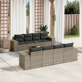 9-teiliges Gartenmöbel-Set und graue synthetische Rattankissen von , Gartensets - Ref: Foro24-3254687, Preis: 667,99 €, Rabat...