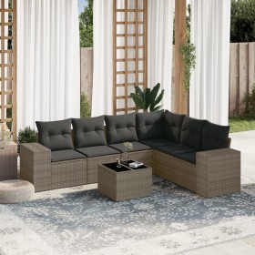 7-piece garden sofa set with gray PE rattan cushions by , Garden sets - Ref: Foro24-3254957, Price: 511,54 €, Discount: %