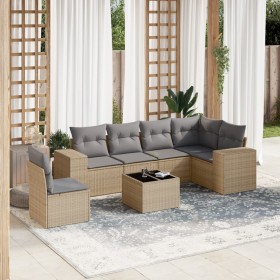 7-teiliges Gartensofa-Set und beigefarbene synthetische Rattankissen von , Gartensets - Ref: Foro24-3254976, Preis: 573,84 €,...