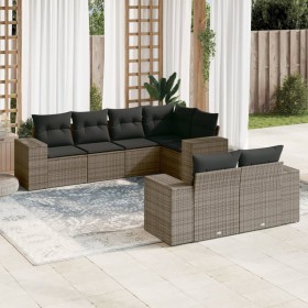 7-piece garden sofa set with gray PE rattan cushions by , Garden sets - Ref: Foro24-3255147, Price: 563,22 €, Discount: %