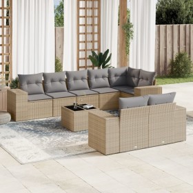 Set de sofás de jardín 9 pzas con cojines ratán sintético beige de , Conjuntos de jardín - Ref: Foro24-3255166, Precio: 786,9...