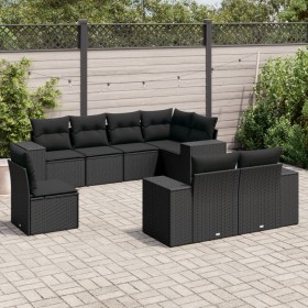 8-teiliges Gartensofa-Set und schwarze synthetische Rattankissen von , Gartensets - Ref: Foro24-3255172, Preis: 627,61 €, Rab...