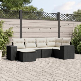 6-teiliges Gartensofa-Set und schwarze synthetische Rattankissen von , Gartensets - Ref: Foro24-3255193, Preis: 419,08 €, Rab...