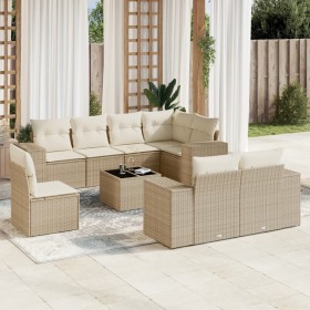 9-teiliges Gartensofa-Set mit beigen synthetischen Rattankissen von , Gartensets - Ref: Foro24-3255185, Preis: 768,99 €, Raba...