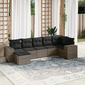 7-teiliges Gartensofa-Set mit grauen PE-Rattan-Kissen von , Gartensets - Ref: Foro24-3255217, Preis: 478,64 €, Rabatt: %