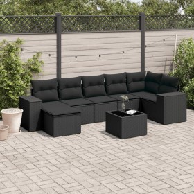 8-teiliges Gartensofa-Set und schwarze synthetische Rattankissen von , Gartensets - Ref: Foro24-3255222, Preis: 533,99 €, Rab...