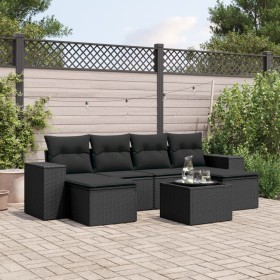 7-piece garden dining set and black synthetic rattan cushions by , Garden sets - Ref: Foro24-3255262, Price: 491,80 €, Discou...