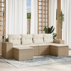 Gartensofa-Set mit Kissen, 6-teilig, beiges synthetisches Rattan von , Gartensets - Ref: Foro24-3255255, Preis: 495,04 €, Rab...