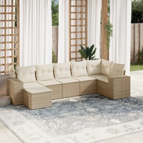 7-teiliges Gartensofa-Set und beigefarbene synthetische Rattankissen von , Gartensets - Ref: Foro24-3255215, Preis: 563,45 €,...