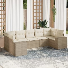 7-teiliges Gartensofa-Set und beigefarbene synthetische Rattankissen von , Gartensets - Ref: Foro24-3255325, Preis: 562,08 €,...