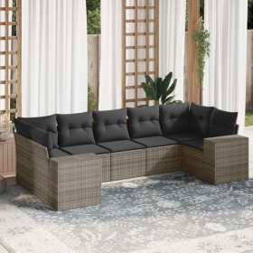 7-piece garden sofa set with gray PE rattan cushions by , Garden sets - Ref: Foro24-3255327, Price: 496,77 €, Discount: %