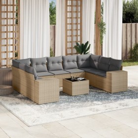 Gartensofa-Set mit beigen Kissen, 10-teilig, synthetisches Rattan von , Gartensets - Ref: Foro24-3255346, Preis: 789,68 €, Ra...