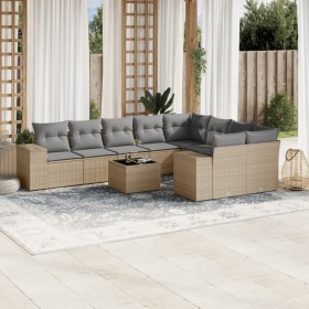 Gartensofa-Set mit beigen Kissen, 10-teilig, synthetisches Rattan von , Gartensets - Ref: Foro24-3255386, Preis: 802,75 €, Ra...