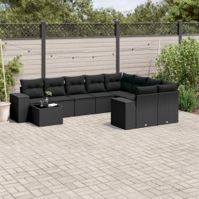 Set de sofás de jardín 10 pzas cojines ratán sintético negro de , Conjuntos de jardín - Ref: Foro24-3255392, Precio: 687,99 €...