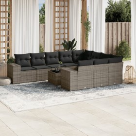 11-teiliges Gartensofa-Set und graue synthetische Rattankissen von , Gartensets - Ref: Foro24-3255437, Preis: 724,12 €, Rabat...