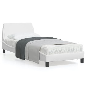 Bed frame with headboard white synthetic leather 80x200cm by , Beds and slatted bases - Ref: Foro24-373079, Price: 113,27 €, ...