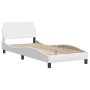 Bed frame with headboard white synthetic leather 80x200cm by , Beds and slatted bases - Ref: Foro24-373079, Price: 113,27 €, ...