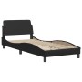 Bed frame with headboard black synthetic leather 90x190 cm by , Beds and slatted bases - Ref: Foro24-373098, Price: 106,99 €,...