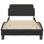 Bed frame with headboard black synthetic leather 90x190 cm by , Beds and slatted bases - Ref: Foro24-373098, Price: 106,99 €,...