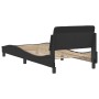 Bed frame with headboard black synthetic leather 90x190 cm by , Beds and slatted bases - Ref: Foro24-373098, Price: 106,99 €,...