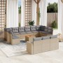 Gartensofa-Set 14-teilig und beige synthetische Rattankissen-Mischung von , Gartensets - Ref: Foro24-3256696, Preis: 976,39 €...