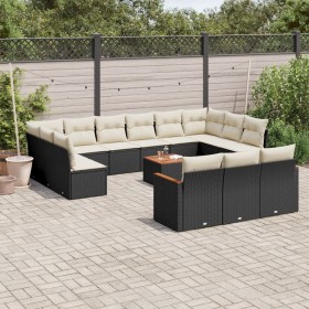 14-teiliges Gartensofa-Set mit schwarzen synthetischen Rattankissen von , Gartensets - Ref: Foro24-3226462, Preis: 874,67 €, ...