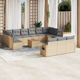 Gartensofa-Set 14-teilig und beige synthetische Rattankissen-Mischung von , Gartensets - Ref: Foro24-3257137, Preis: 962,71 €...