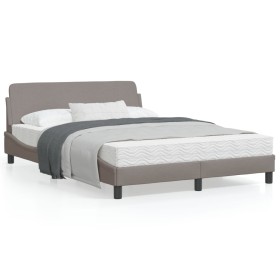 Bed frame with headboard in taupe gray fabric 120x200 cm by , Beds and slatted bases - Ref: Foro24-373149, Price: 143,99 €, D...