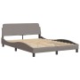 Bed frame with headboard in taupe gray fabric 120x200 cm by , Beds and slatted bases - Ref: Foro24-373149, Price: 166,10 €, D...