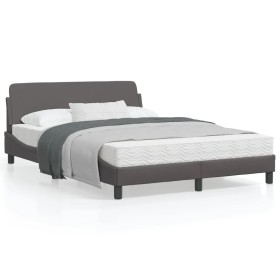 Bed frame with headboard gray synthetic leather 120x200cm by , Beds and slatted bases - Ref: Foro24-373161, Price: 143,51 €, ...