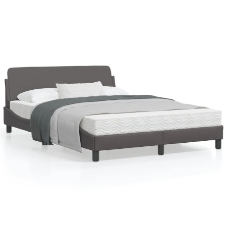 Bed frame with headboard gray synthetic leather 120x200cm by , Beds and slatted bases - Ref: Foro24-373161, Price: 143,99 €, ...