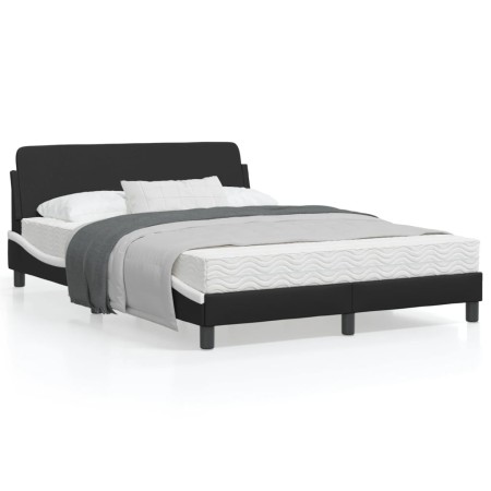 Estructura cama cabecero cuero sintético negro blanco 120x200cm de , Camas y somieres - Ref: Foro24-373163, Precio: 135,35 €,...