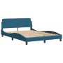 Bed frame with blue velvet headboard 120x200 cm by , Beds and slatted bases - Ref: Foro24-373156, Price: 162,77 €, Discount: %