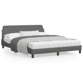 Bed frame with headboard dark gray fabric 160x200 cm by , Beds and slatted bases - Ref: Foro24-373206, Price: 144,99 €, Disco...