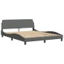 Bed frame with headboard dark gray fabric 160x200 cm by , Beds and slatted bases - Ref: Foro24-373206, Price: 144,38 €, Disco...