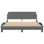 Bed frame with headboard dark gray fabric 160x200 cm by , Beds and slatted bases - Ref: Foro24-373206, Price: 144,38 €, Disco...